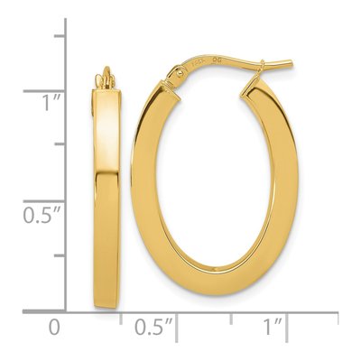14K Yellow Gold Square Tube Oval Hoop Earrings – view 4