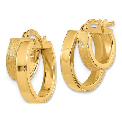 14K Yellow Gold 18mm Double Hoop Earrings – view 2