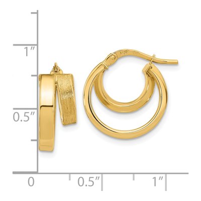 14K Yellow Gold 18mm Double Hoop Earrings – view 4