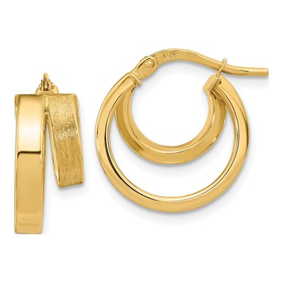 14K Yellow Gold 18mm Double Hoop Earrings