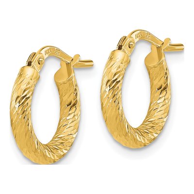 14K Yellow Gold 14mm Diamond-Cut Tube Hoop Earrings – view 2