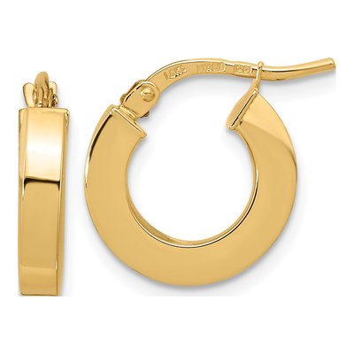 14K Yellow Gold 15mm Square Tube Hoop Earrings