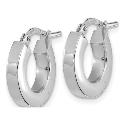 14K White Gold 15mm Square Tube Hoop Earrings – view 2