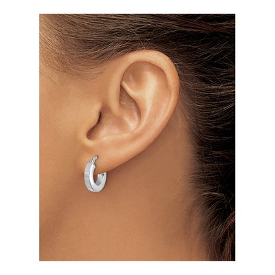 14K White Gold 15mm Square Tube Hoop Earrings – view 3