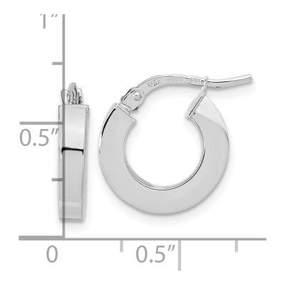 14K White Gold 15mm Square Tube Hoop Earrings – view 4