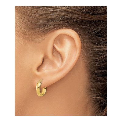 14K Yellow Gold 14mm Tube Hoop Earrings – view 3