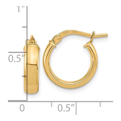 14K Yellow Gold 14mm Tube Hoop Earrings – view 4