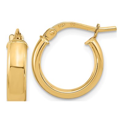 14K Yellow Gold 14mm Tube Hoop Earrings