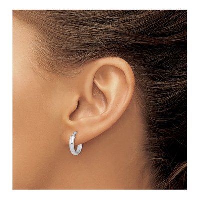 14K White Gold 14mm Tube Hoop Earrings – view 3