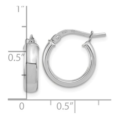 14K White Gold 14mm Tube Hoop Earrings – view 4