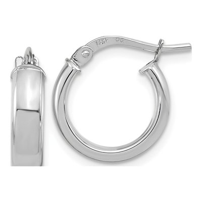 14K White Gold 14mm Tube Hoop Earrings