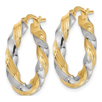 14K Yellow Gold 25mm Twisted Hoop Earrings – view 2