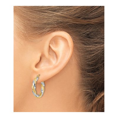 14K Yellow Gold 25mm Twisted Hoop Earrings – view 3