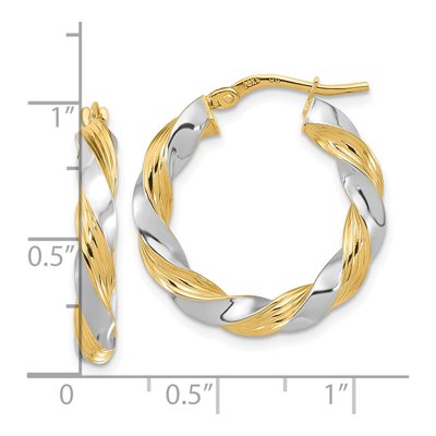 14K Yellow Gold 25mm Twisted Hoop Earrings – view 4