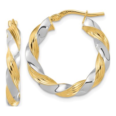 14K Yellow Gold 25mm Twisted Hoop Earrings