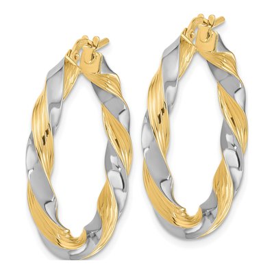 14K Yellow Gold 30mm Twisted Hoop Earrings – view 2