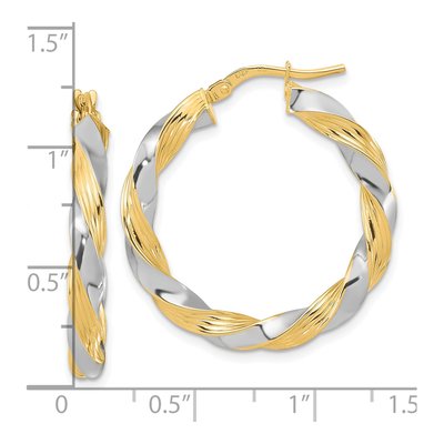 14K Yellow Gold 30mm Twisted Hoop Earrings – view 4
