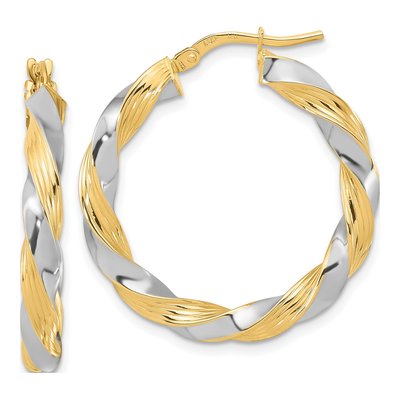 14K Yellow Gold 30mm Twisted Hoop Earrings