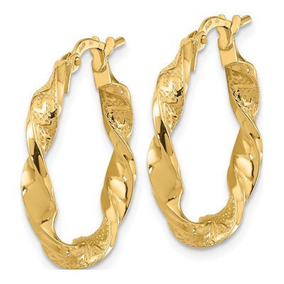 14K Yellow Gold 23mm Twisted Hoop Earrings – view 2