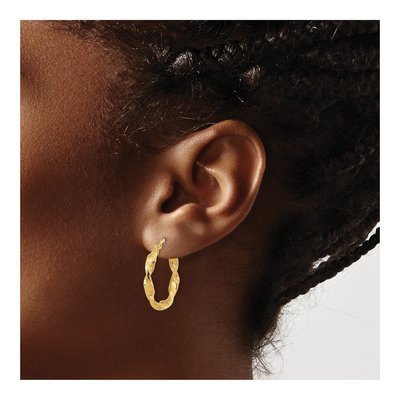14K Yellow Gold 23mm Twisted Hoop Earrings – view 3