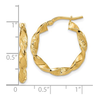 14K Yellow Gold 23mm Twisted Hoop Earrings – view 4