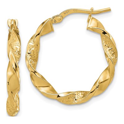 14K Yellow Gold 23mm Twisted Hoop Earrings