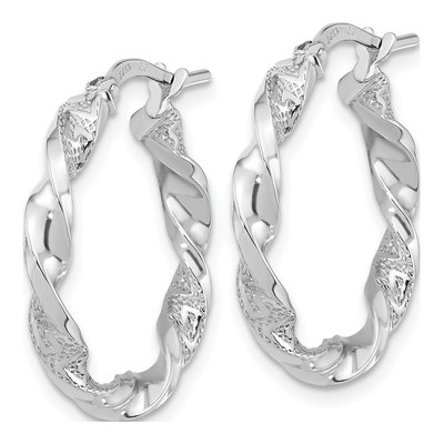14K White Gold 23mm Twisted Hoop Earrings – view 2