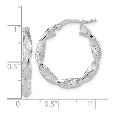 14K White Gold 23mm Twisted Hoop Earrings – view 4