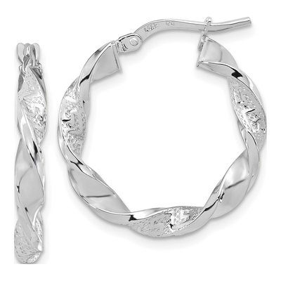 14K White Gold 23mm Twisted Hoop Earrings