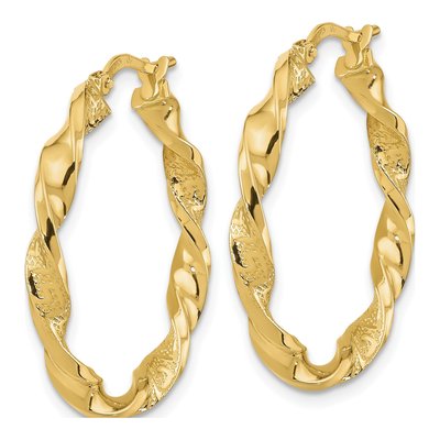 14K Yellow Gold 29mm Twisted Hoop Earrings – view 2