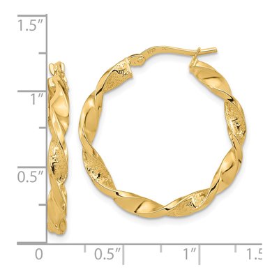14K Yellow Gold 29mm Twisted Hoop Earrings – view 4