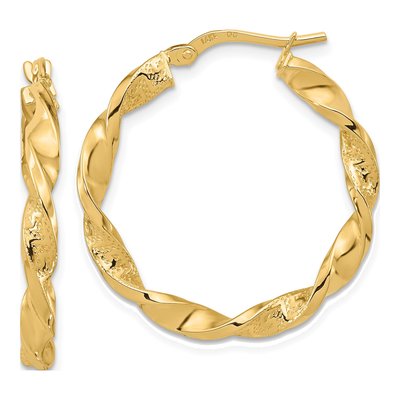 14K Yellow Gold 29mm Twisted Hoop Earrings