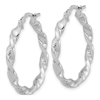 14K White Gold 29mm Twisted Hoop Earrings – view 2