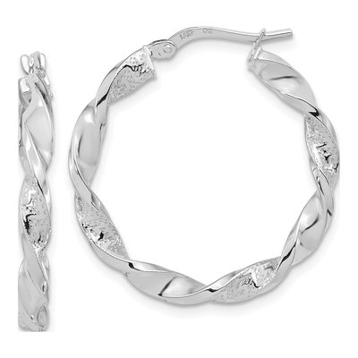 14K White Gold 29mm Twisted Hoop Earrings