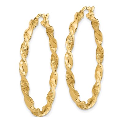 14K Yellow Gold 41mm Twisted Hoop Earrings – view 2