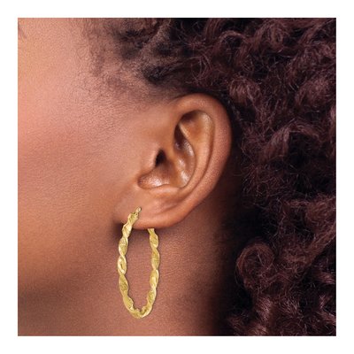 14K Yellow Gold 41mm Twisted Hoop Earrings – view 3