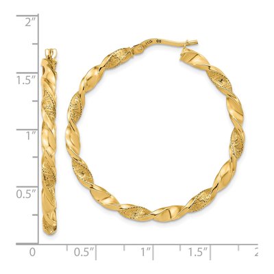 14K Yellow Gold 41mm Twisted Hoop Earrings – view 4