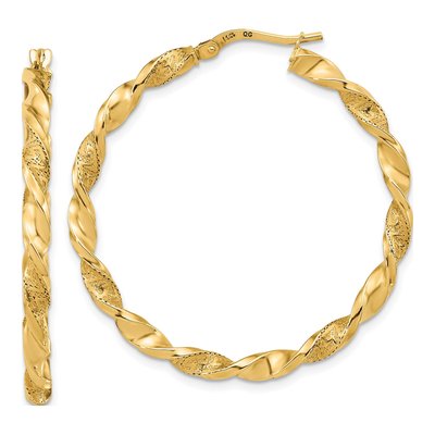 14K Yellow Gold 41mm Twisted Hoop Earrings
