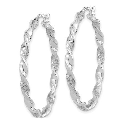 14K White Gold 41mm Twisted Hoop Earrings – view 2