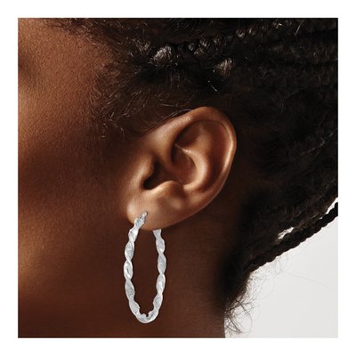 14K White Gold 41mm Twisted Hoop Earrings – view 3