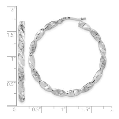 14K White Gold 41mm Twisted Hoop Earrings – view 4