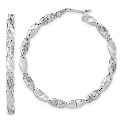 14K White Gold 41mm Twisted Hoop Earrings