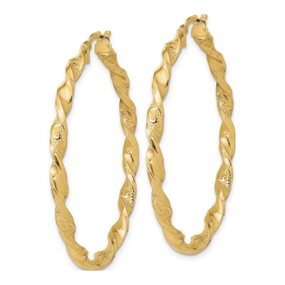 14K Yellow Gold Twisted Hoop Earrings – view 2