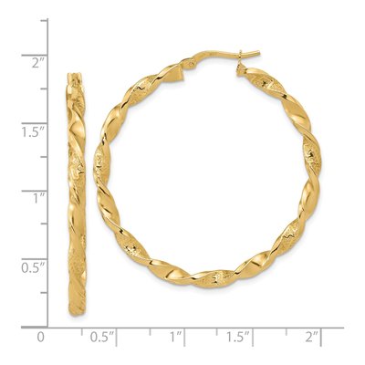 14K Yellow Gold Twisted Hoop Earrings – view 4