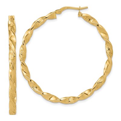 14K Yellow Gold 44mm Twisted Hoop Earrings