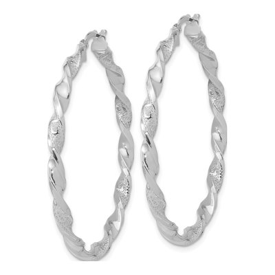 14K White Gold 44mm Twisted Hoop Earrings – view 2