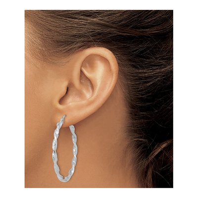 14K White Gold 44mm Twisted Hoop Earrings – view 3