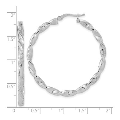 14K White Gold 44mm Twisted Hoop Earrings – view 4