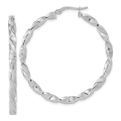 14K White Gold 44mm Twisted Hoop Earrings