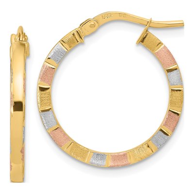 14K Yellow Gold Tube Hoop Earrings